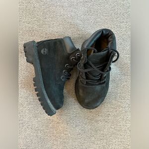 Timberland Kids Leather Waterproof Black Boots Size 6c